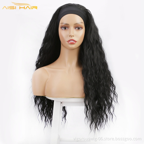 Wholesale Water Curly Braiding Hair Wig Extension Cheap Clip Ombre Kinky Fiber Hair Synthetic For Black Women Headband Wigs